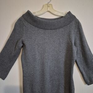 Rafaella Off-Shoulder Heather Gray Knit Sweater